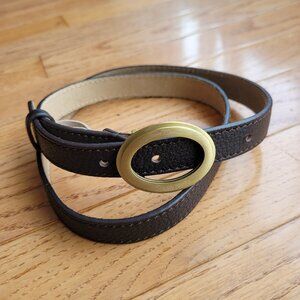 Jacob Leather Belt Size Small Brown Brass Oval Slider Buckle